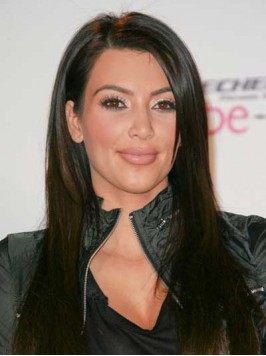 Kim Kardashian Long Black Straight Monofilament Hu...