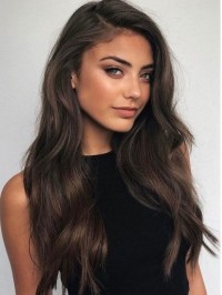 Long Wavy Capless Synthetic Wigs With Side Bangs 20 Inches