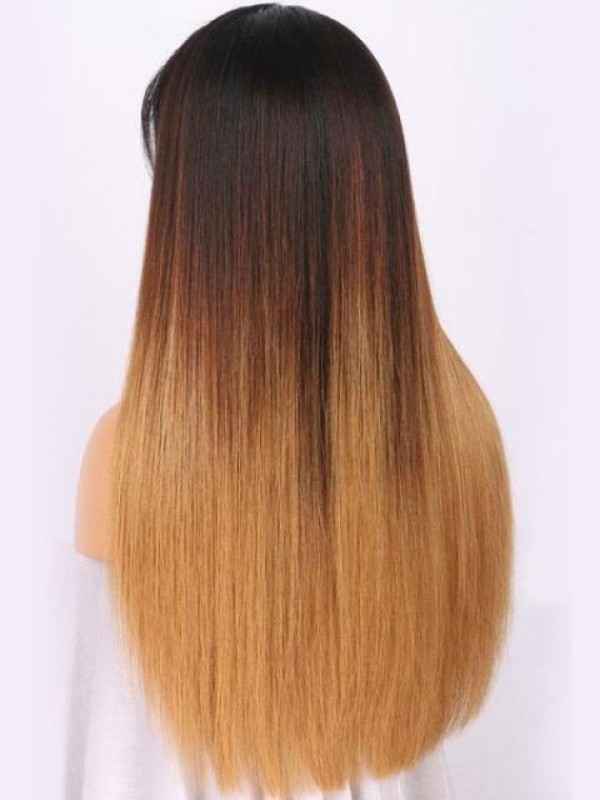 Long Straight Two Tone Human Hair Wig