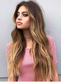 Two Tones Long Wavy Human Wig