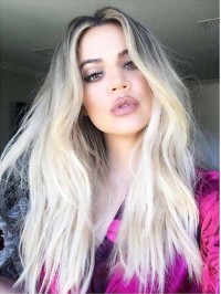 Two Colors Ombre Celebrity Long Full Lace Human Hair Wig