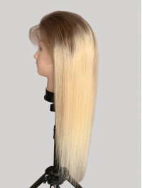 Ombre Long Straight Lace Front Human Wigs With Baby Hair