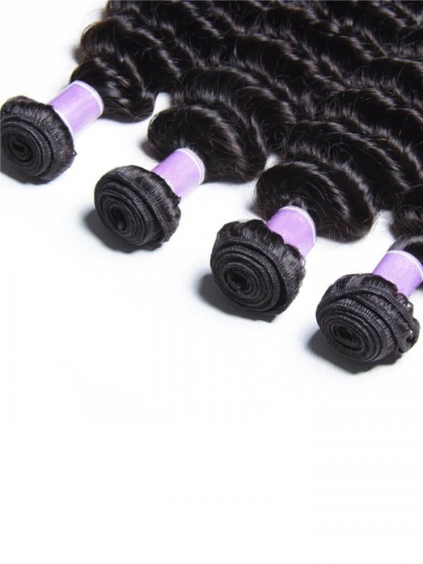 Brazilian Deep Wave Hair Extensions Human Hair Bundles 4pcs/Lot