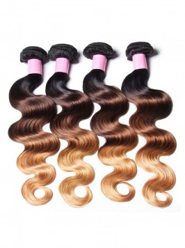 Human Virgin Hair 4pcs/pack Three Tone Ombre Body ...