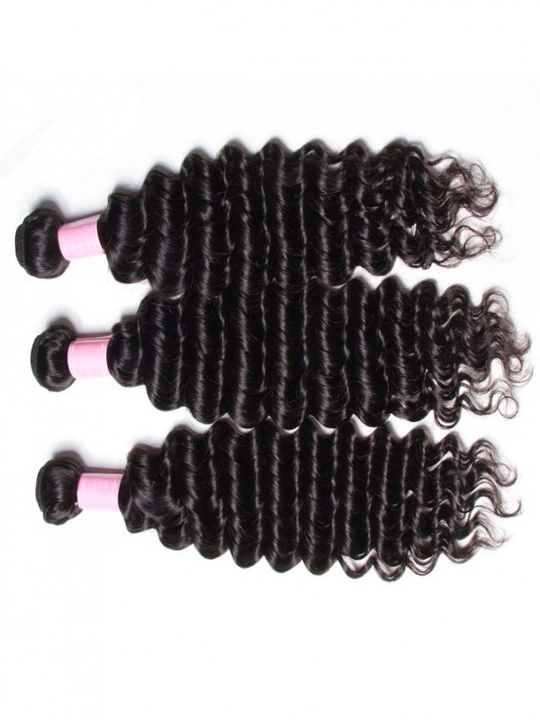 3pcs/pack Deep Wave Brazilian Human Hair Weave