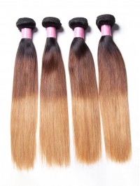 4 Bundles Three Tone Ombre Straight Human Virgin Hair Weaving