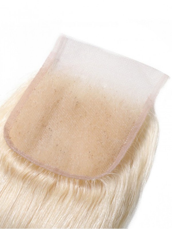 613 Blonde 4x4 Straight Virgin Human Hair Lace Closure Free Part