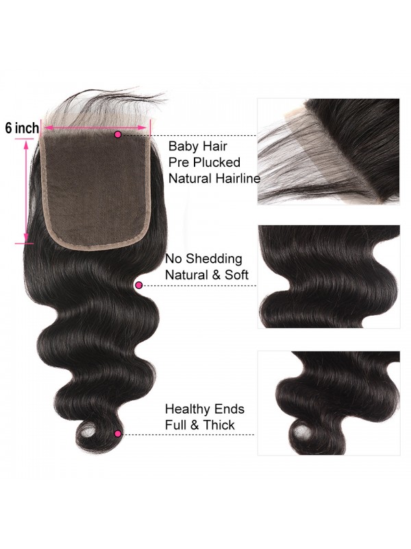 Body Wave Closure 6*6 Lace Closure Hair Human Hair Closure