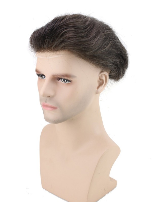 Human Hair Men Toupee Wig Super Thin Skin Base Size 8"x10"